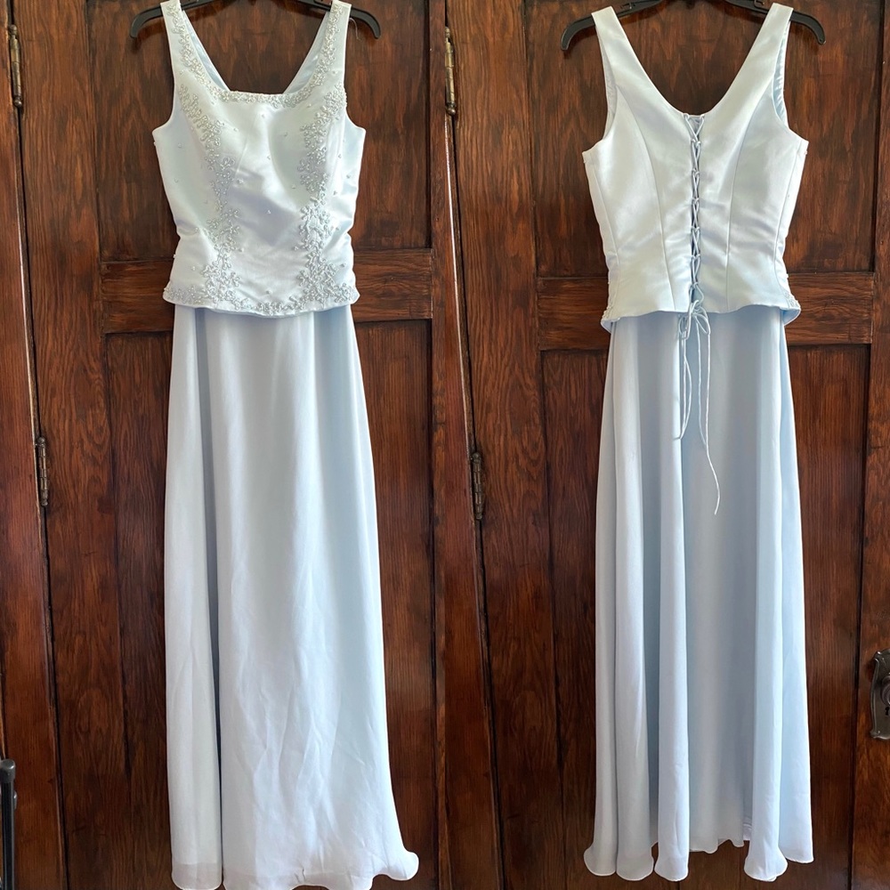 SKY BLUE BEADED CORSET DRESS